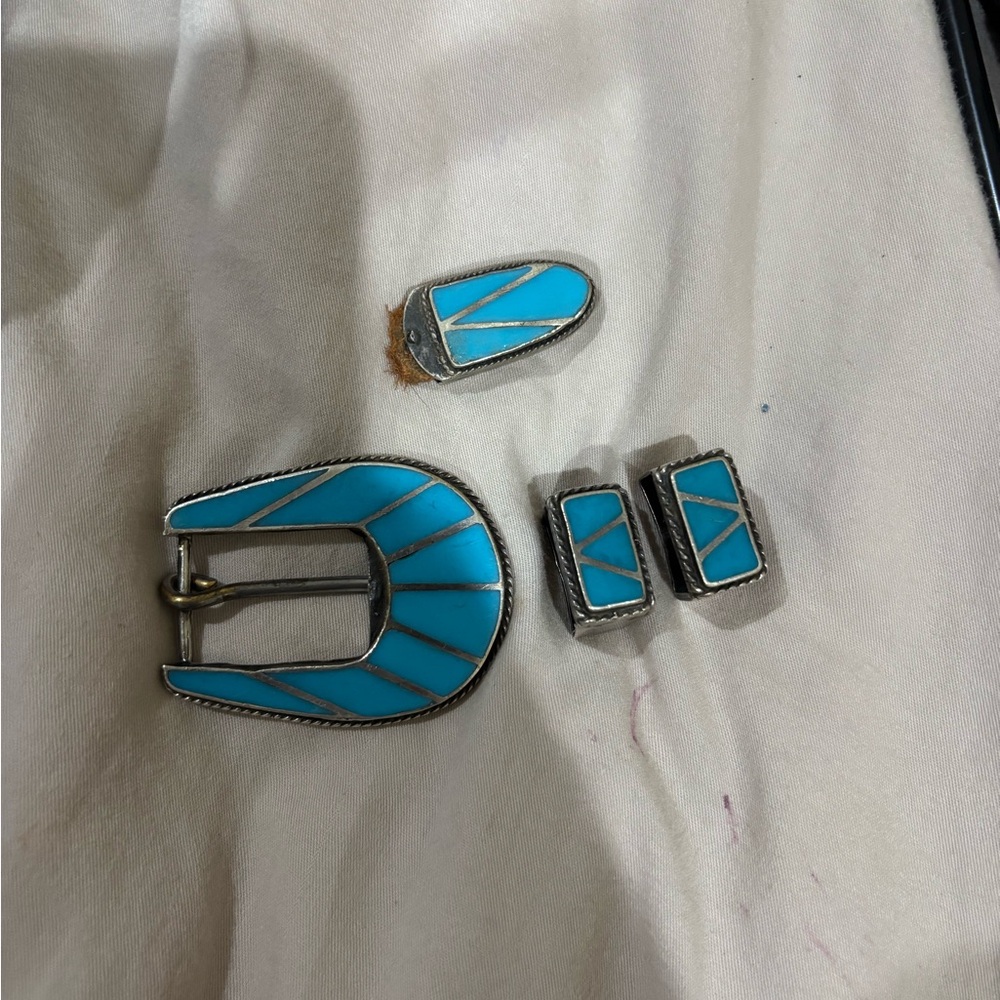 Turquoise Belt Buckle Set